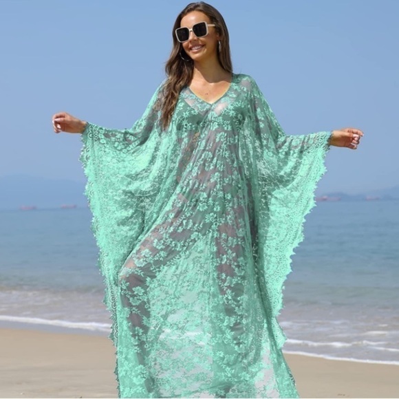Beach Cover Up Boho Lace Kimono Bikini Robe Swimsuit Bathing Suit Costume Role - Picture 1 of 8